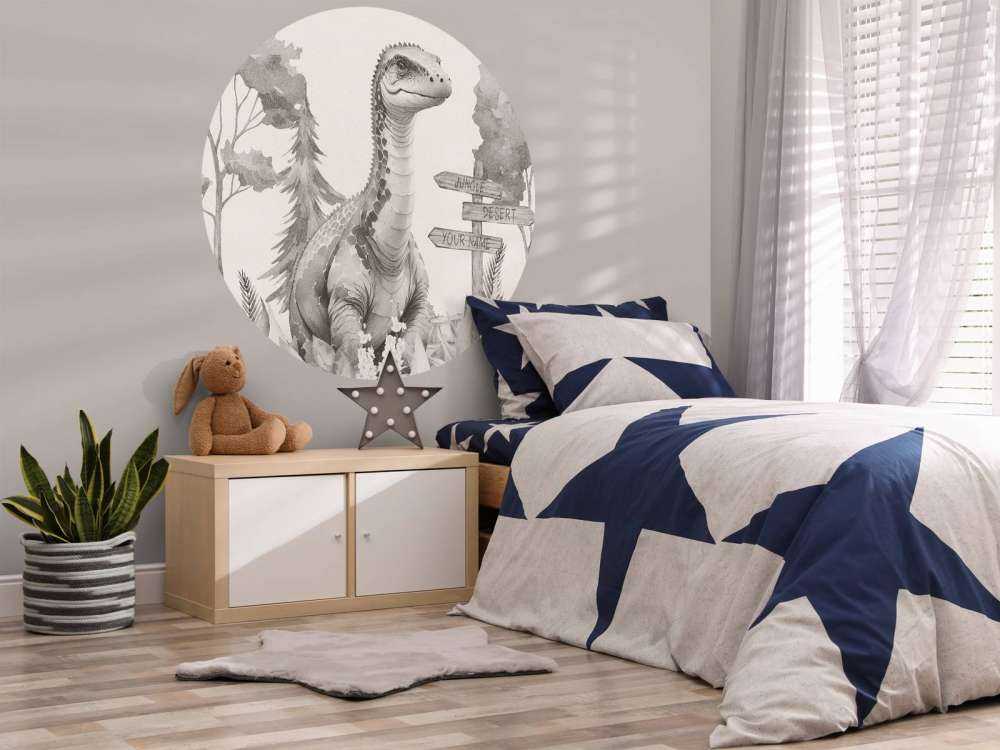 Baby brachiosaurus nella giungla beige