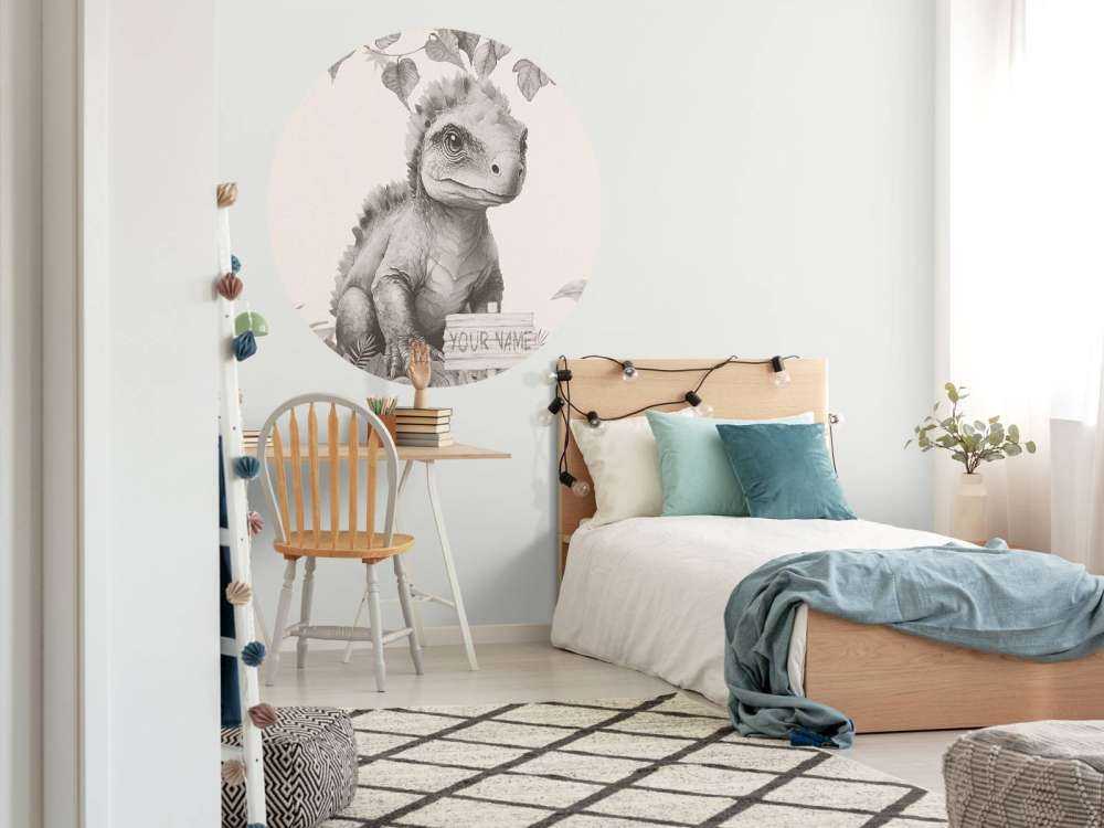 Baby ankylosaurus nella giungla beige