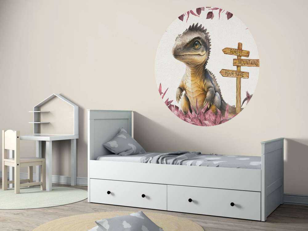 Baby spinosaurus nella giungla rosa