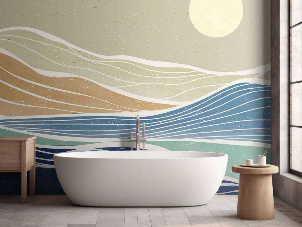 Onde dell'oceano colorate dal sole