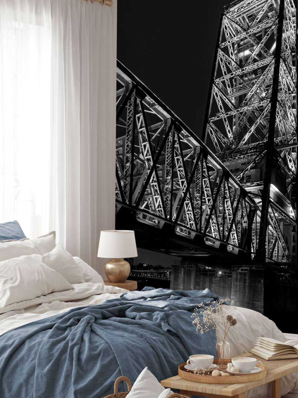 Ex ponte ferroviario De Hef a Rotterdam in bianco e nero