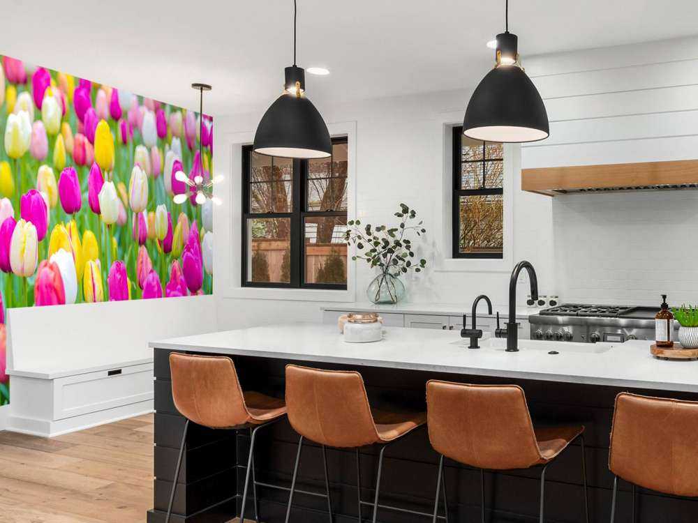 Tulipani colorati in un campo