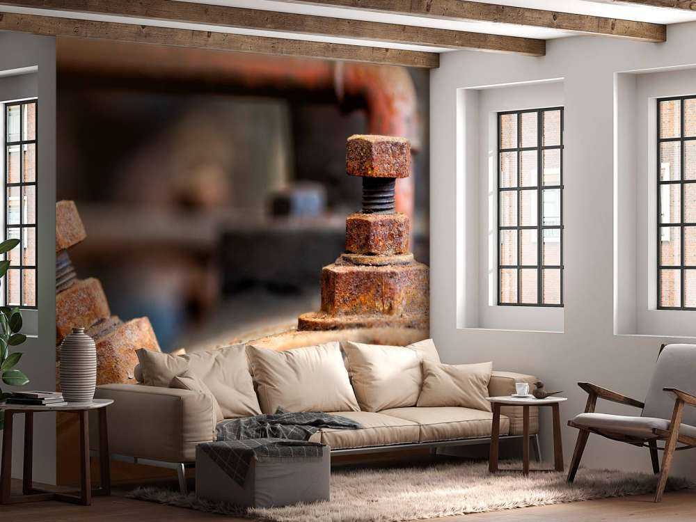 Dettaglio di una caldaia a vapore arrugginita (B)