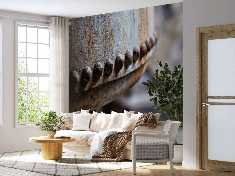 Dettaglio di una caldaia a vapore arrugginita