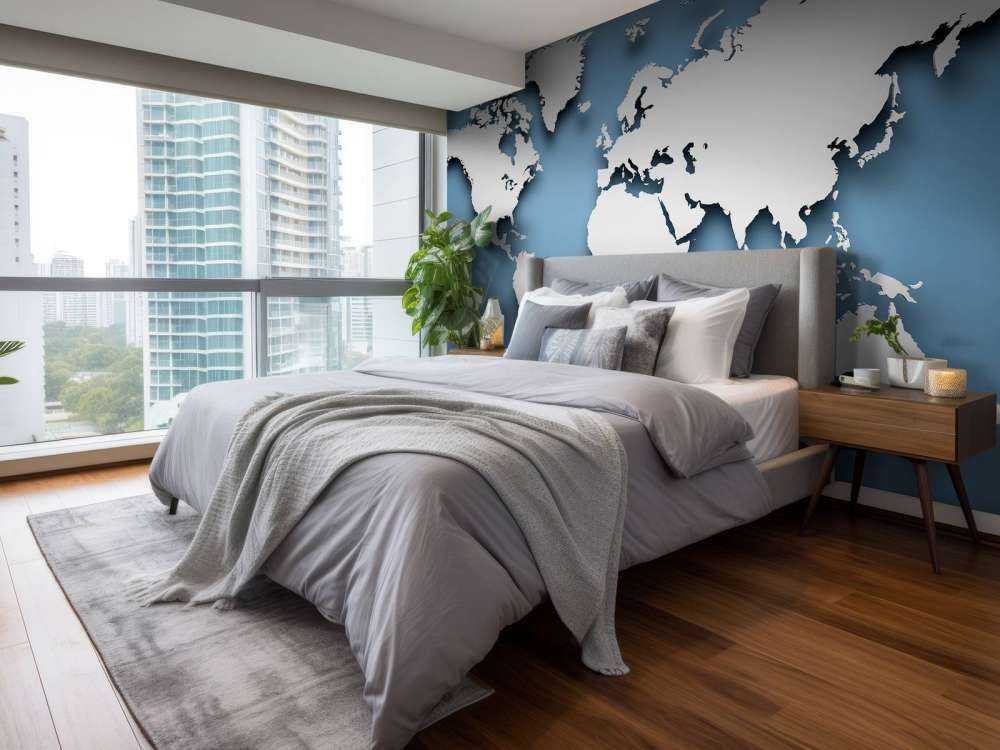 3D Mappa del mondo blu