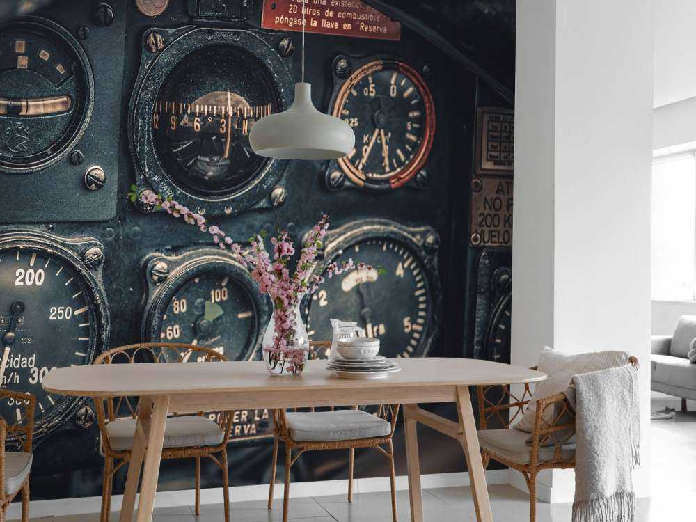 Dettaglio della cabina di pilotaggio degli aerei d'epoca