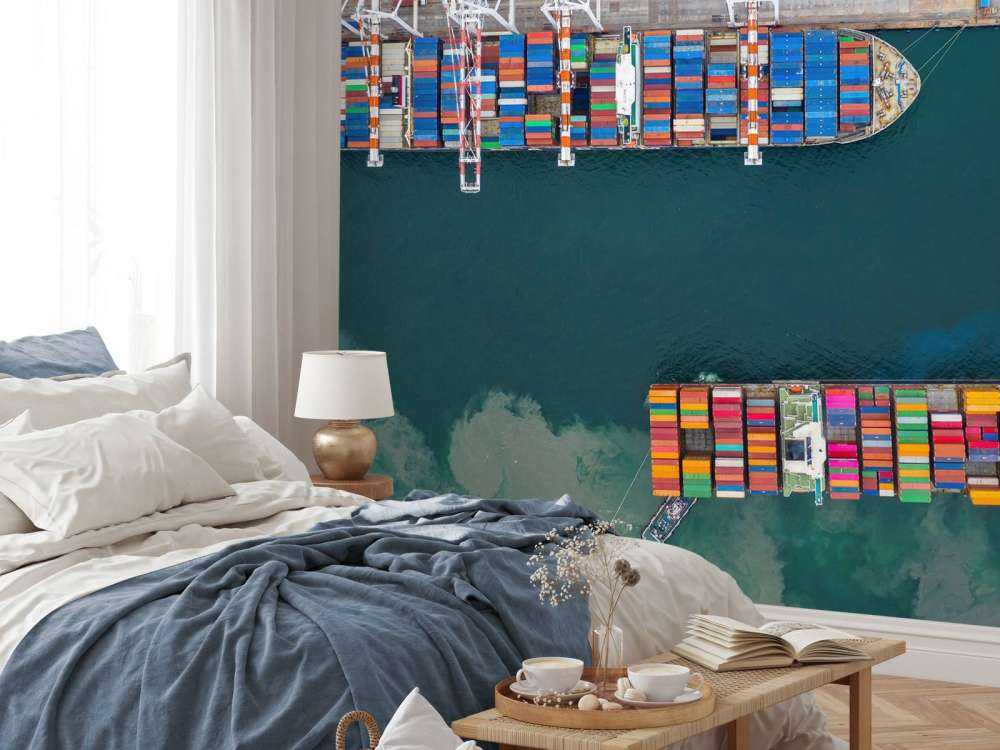 Vista dall'alto delle navi portacontainer