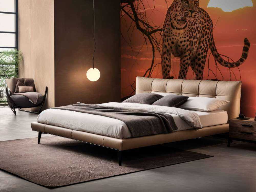 Leopardo con sole al tramonto