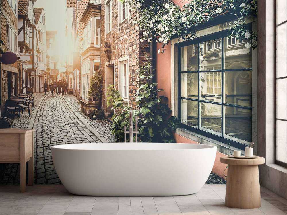 Tramonto in una strada vecchia