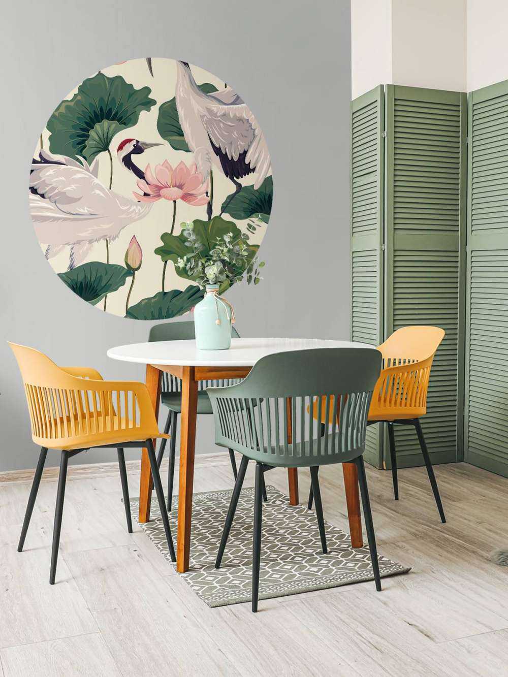 Coppia di gru con loto