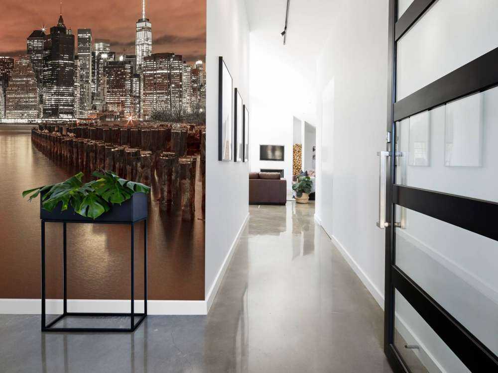 Skyline di Manhattan con i frangiflutti