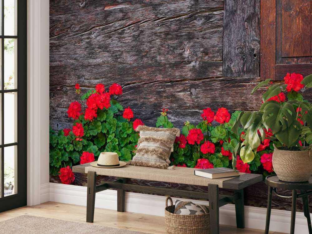 Legno vecchio con fiori