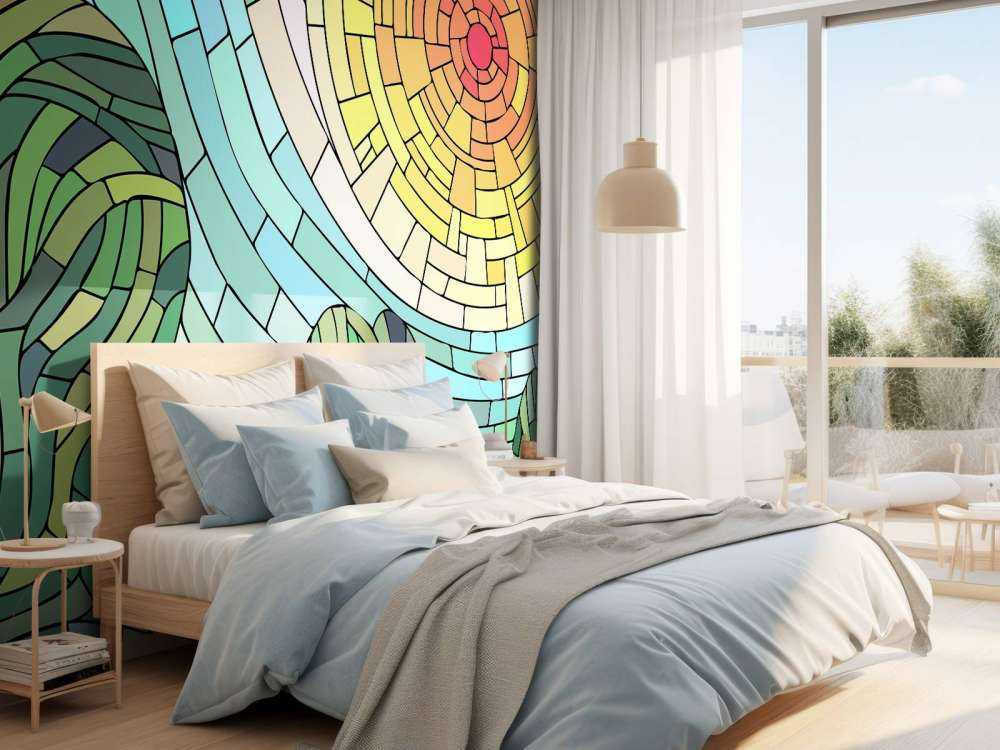 Sole rosso dagli alberi