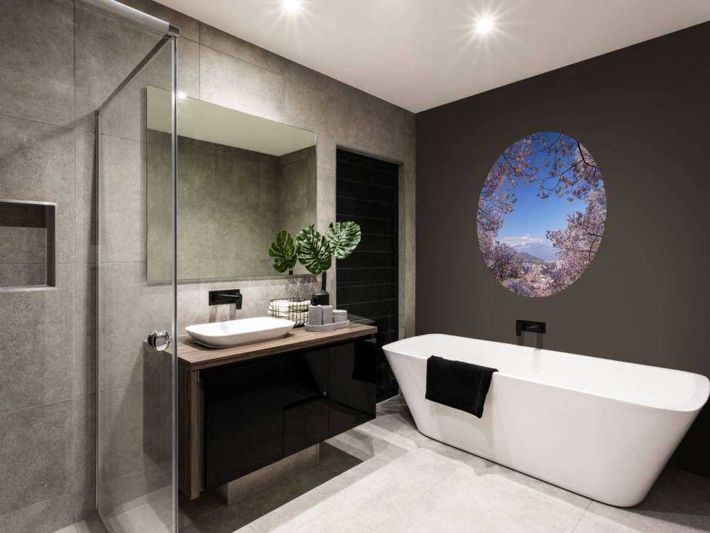 Fiori rosa con montagne