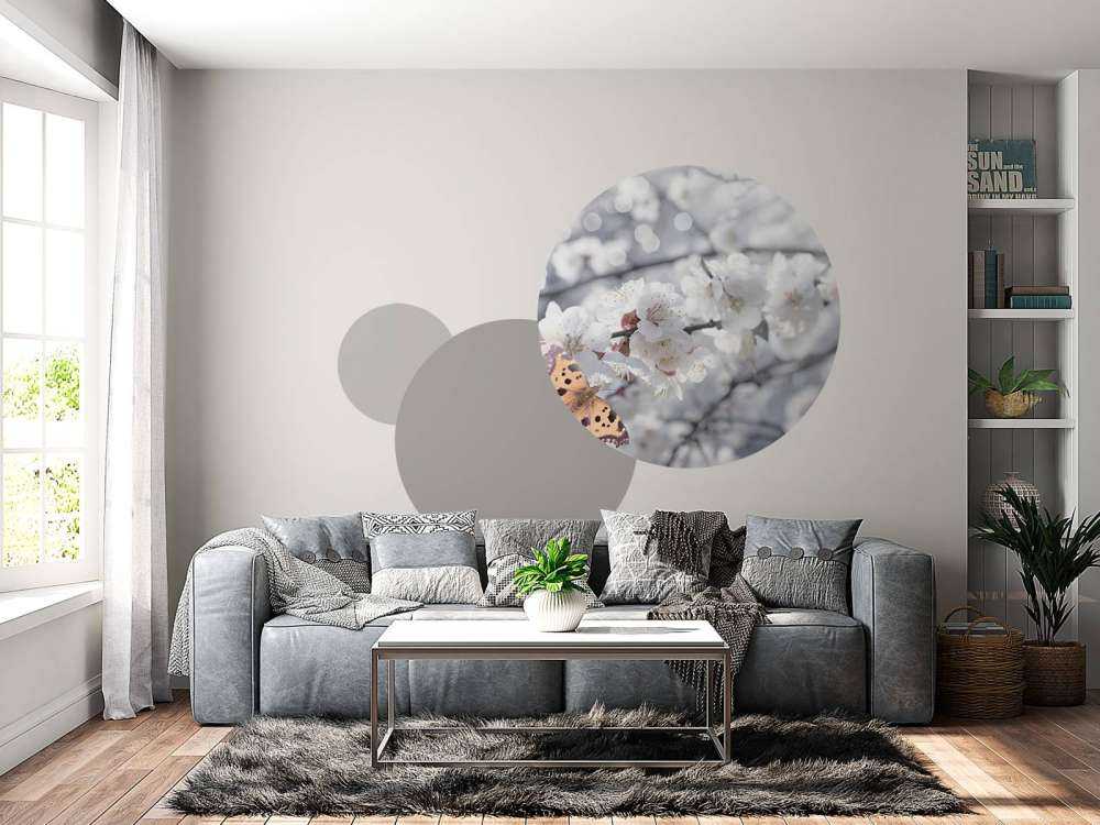 Farfalla con fiori bianchi