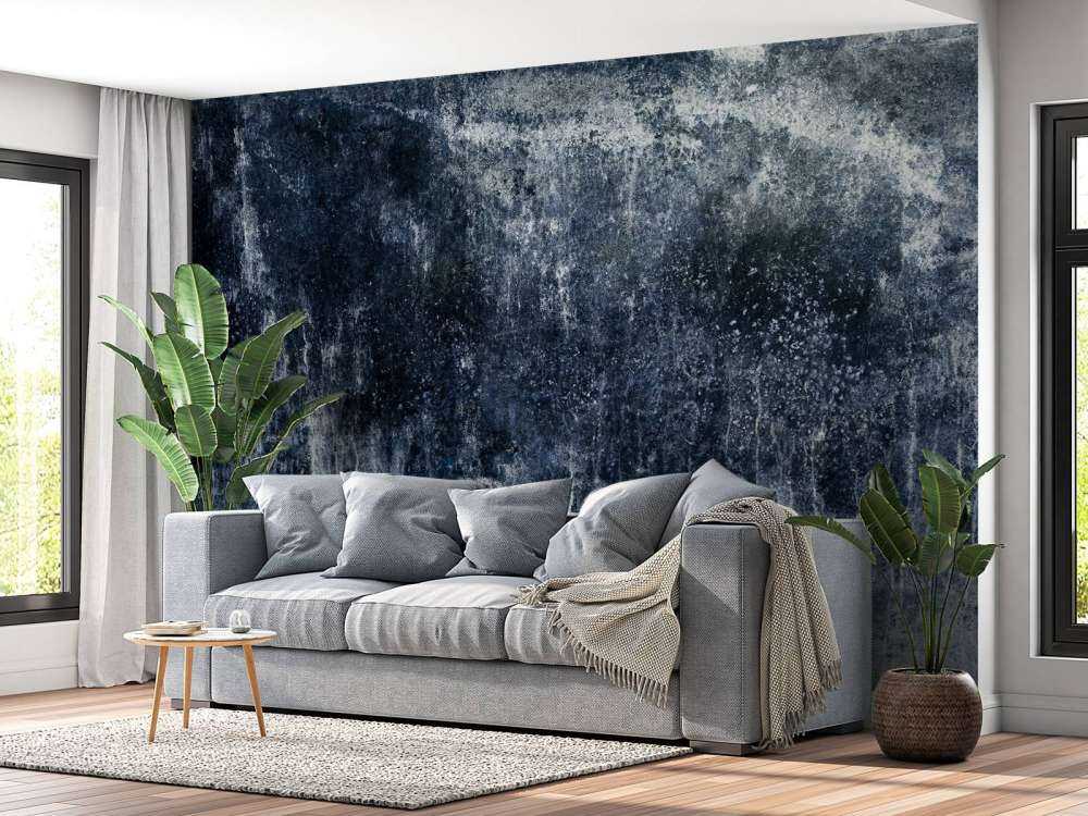 Vecchia parete blu alle intemperie