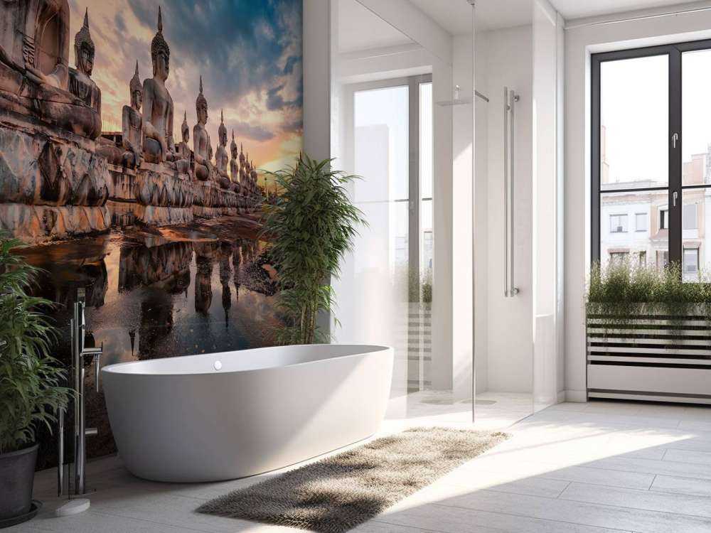 Statue di Buddha sull'acqua