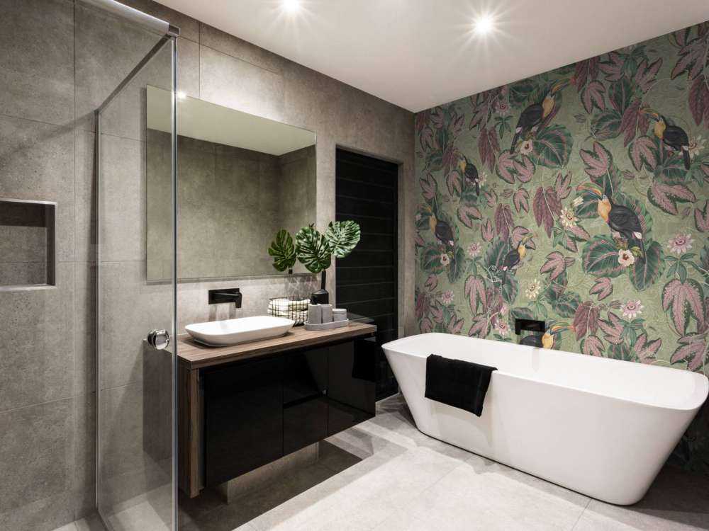 Uccelli e tucani della giungla tropicale - verde salvia