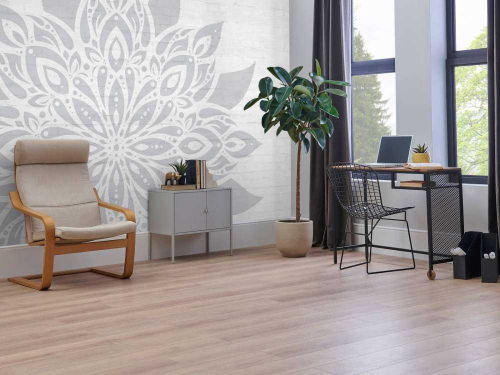 Mandala grigio chiaro su mattone