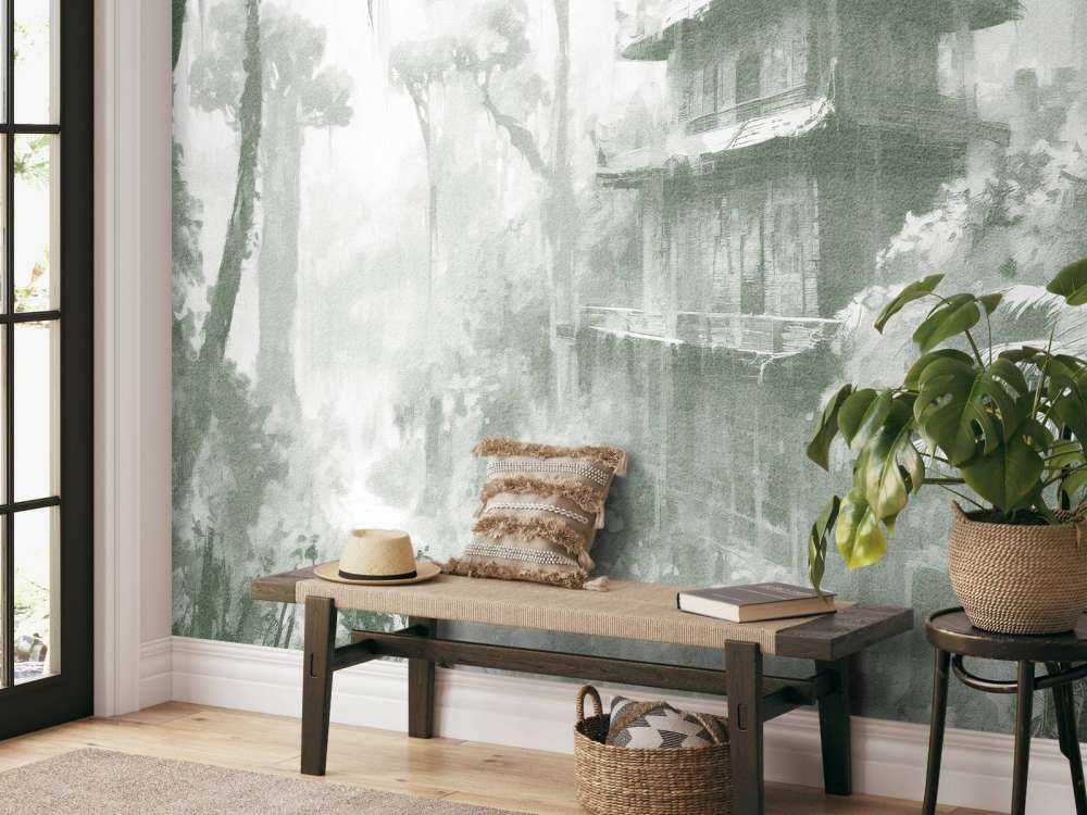 Capanna Nascosta nella Foresta Nebbiosa, verde