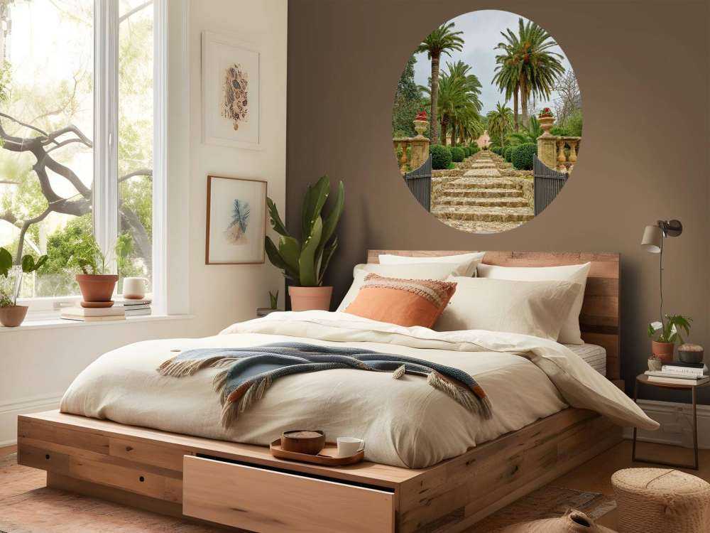 Palme lungo i gradini di pietra