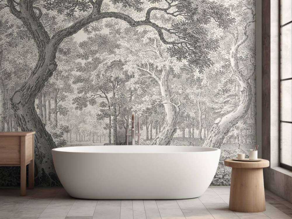 Vista sulla foresta con due cervi