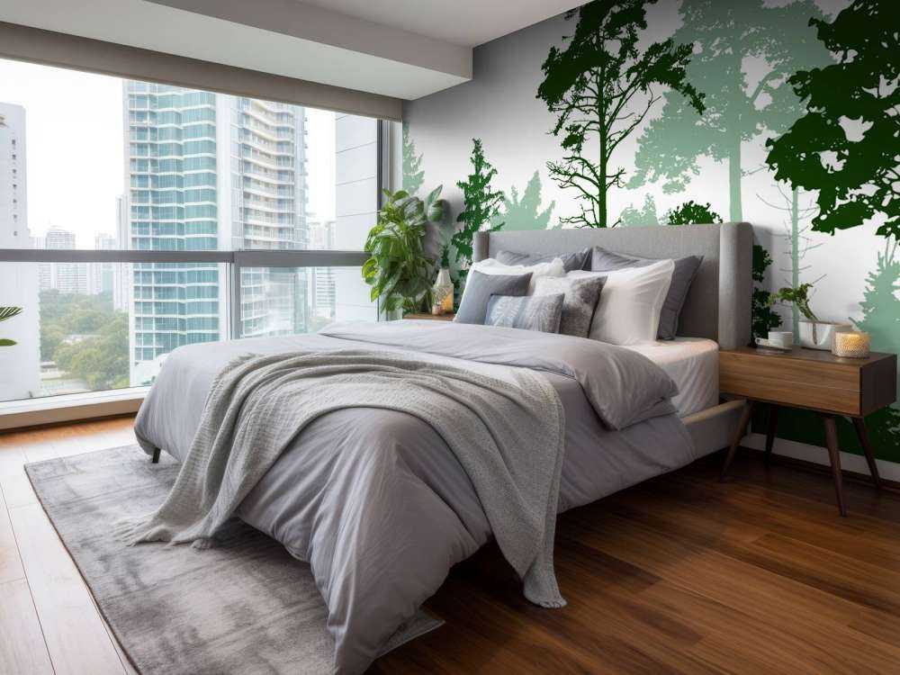 Foresta verde di conifere