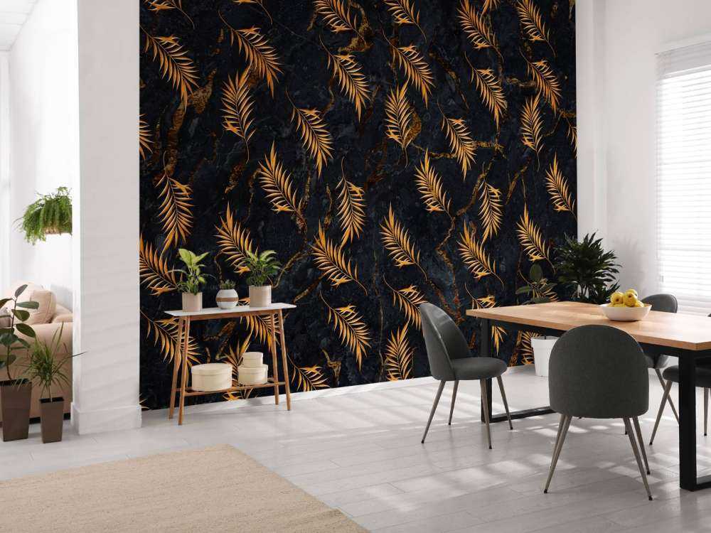 Foglie tropicali su marmo