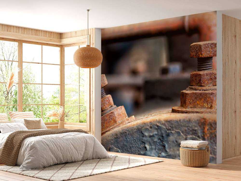 Dettaglio di una caldaia a vapore arrugginita (B)