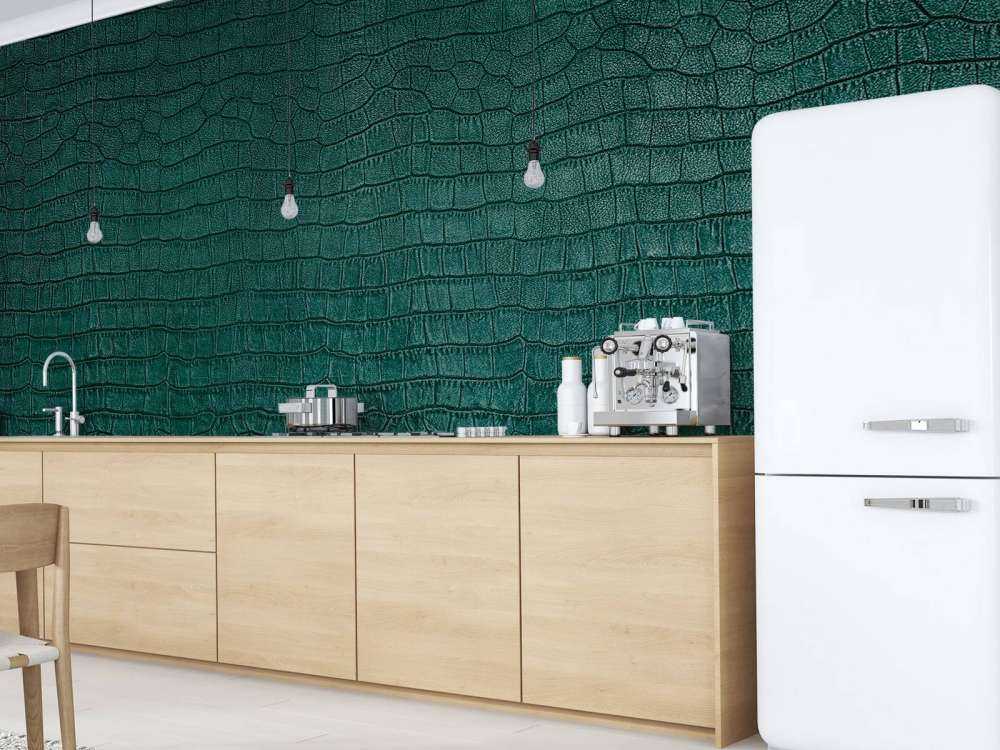 Pelle di rettile in verde