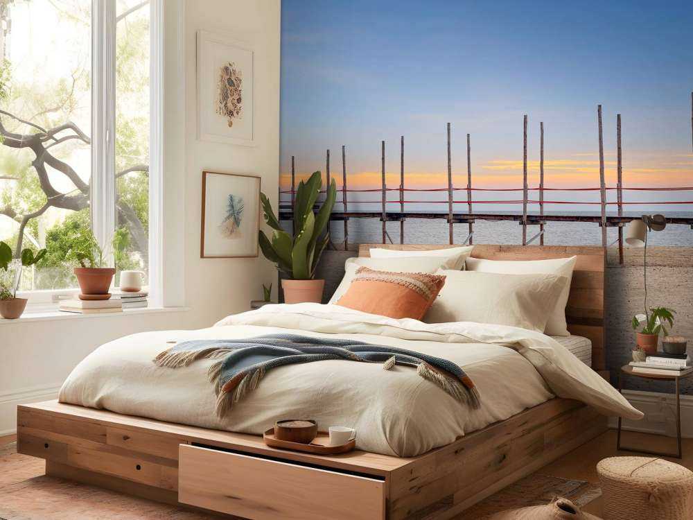 Lungo pontile con pali in legno