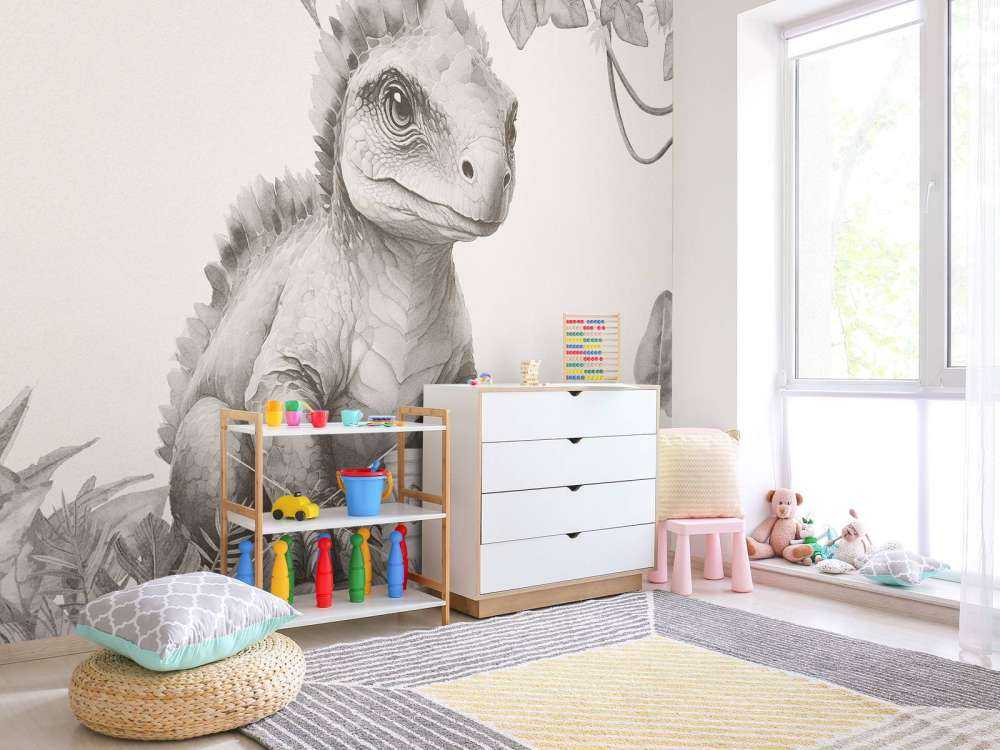 Baby ankylosaurus nella giungla beige