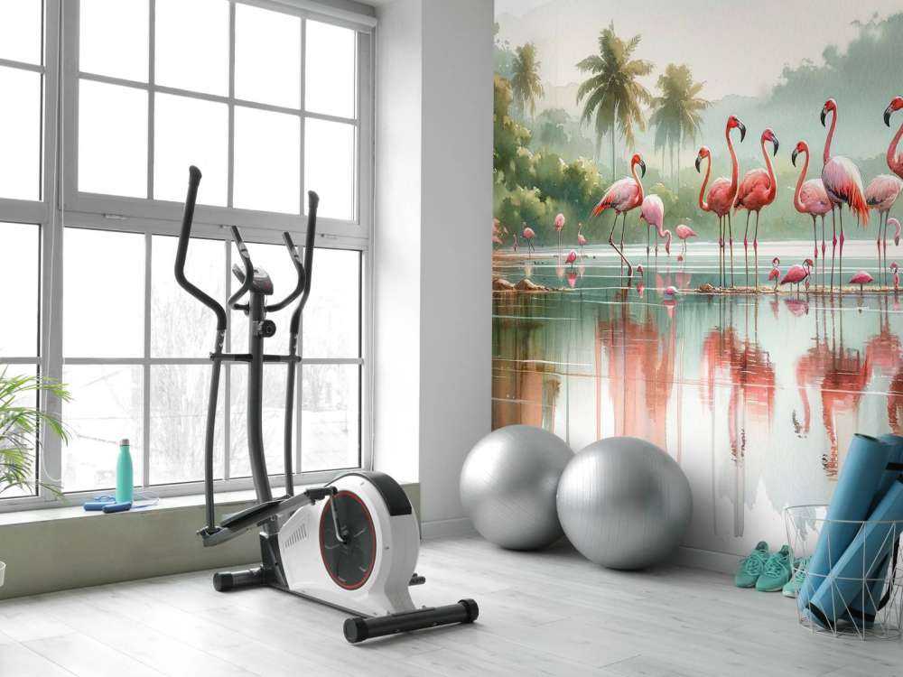 Riflessioni mattutine dei fenicotteri