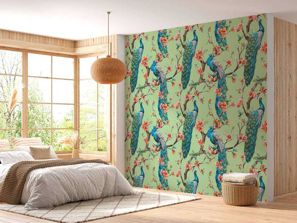 Pavone con Fiori da Giardino