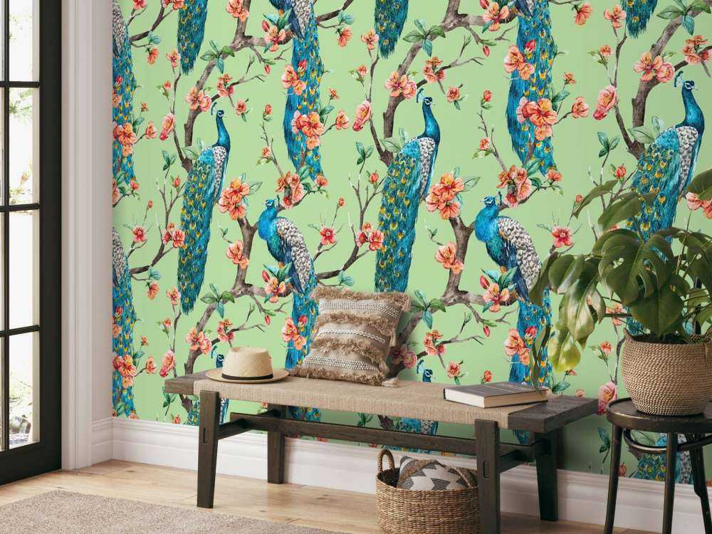 Pavone con Fiori da Giardino