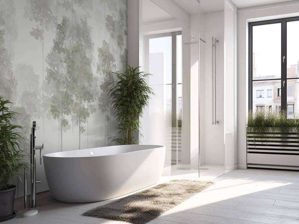 Foresta dipinta nella nebbia