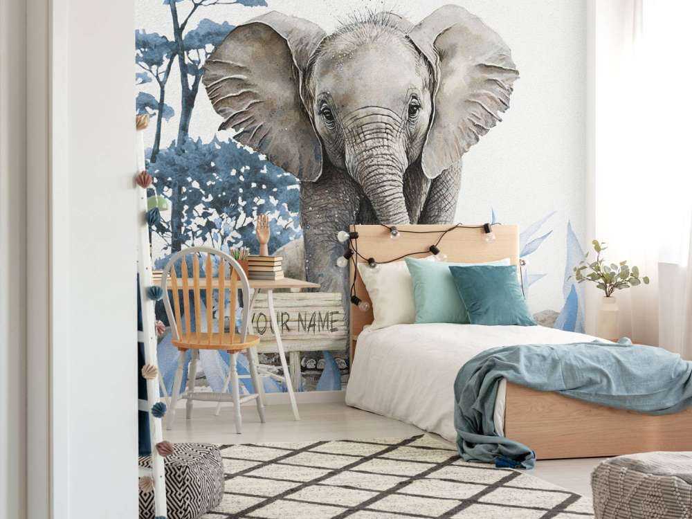 Elefante nella giungla blu