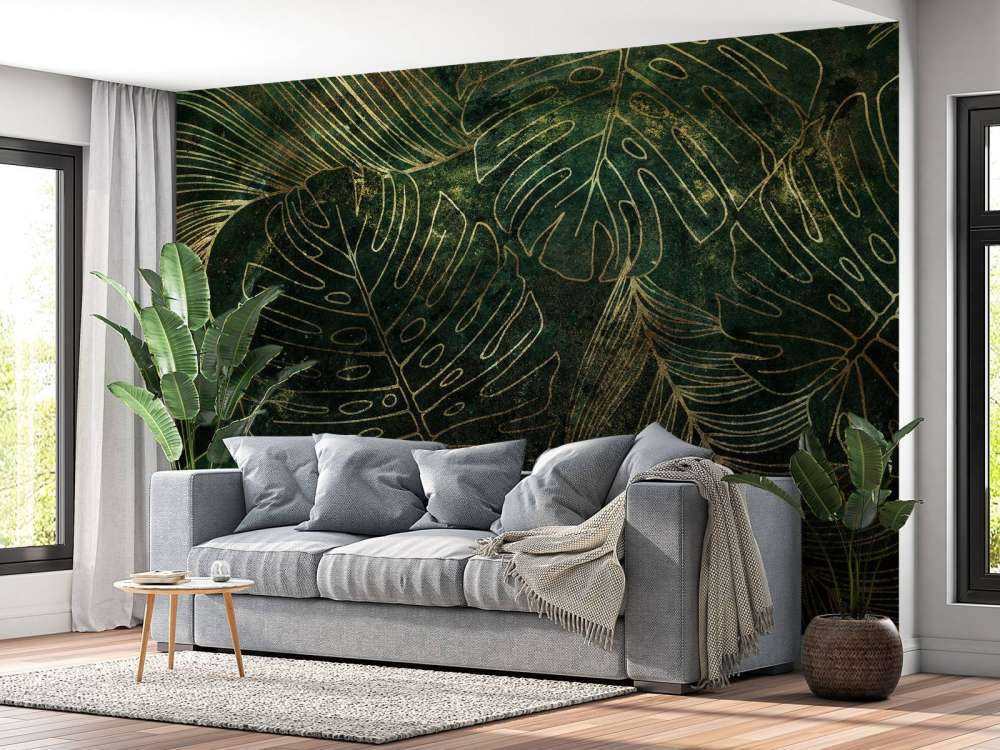 Struttura verde con foglie dorate