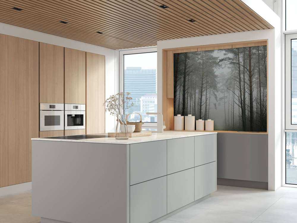 Sentiero nella foresta nebbiosa