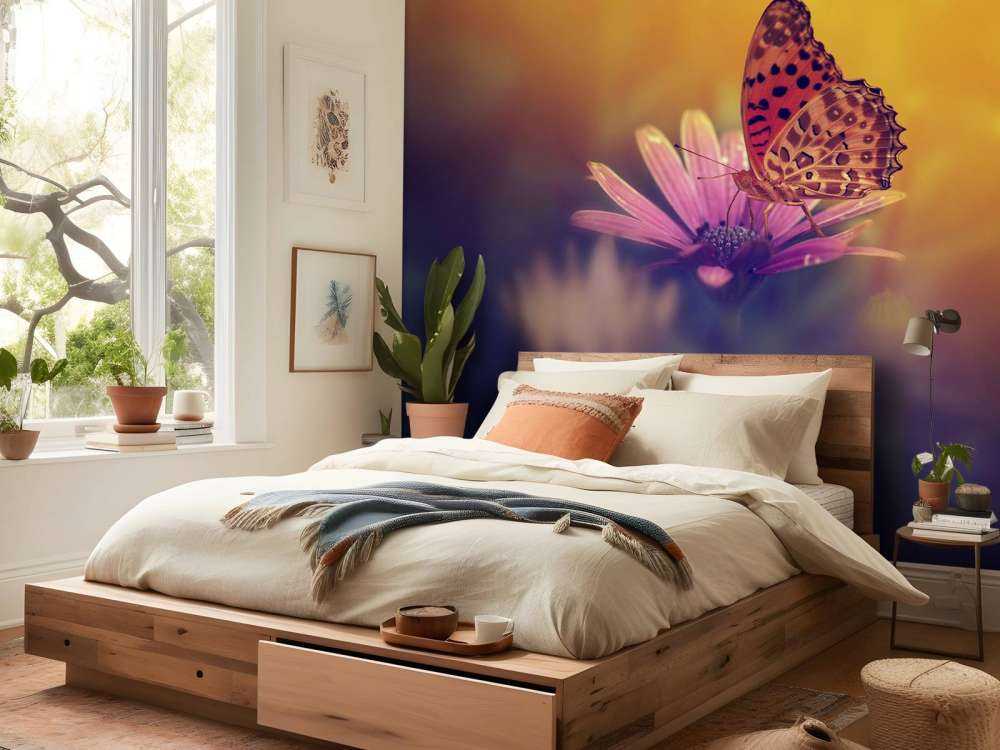 Farfalla rossa su fiore