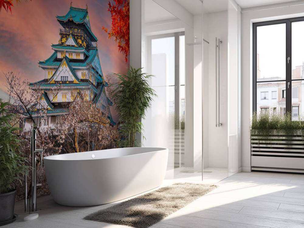 Il castello di Osaka tra gli alberi