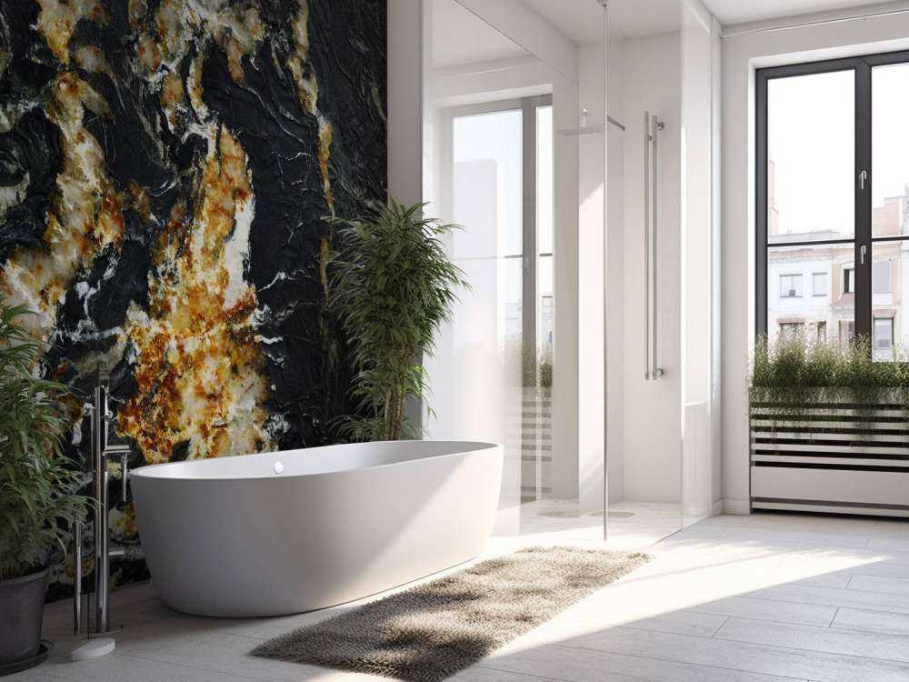 Marmo nero con struttura leggera