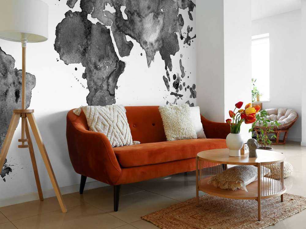 Nero mondo mappa del mondo di acquerello