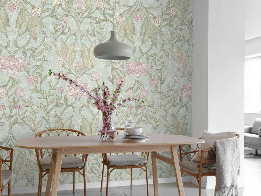 Damasco floreale Morris - Verde menta