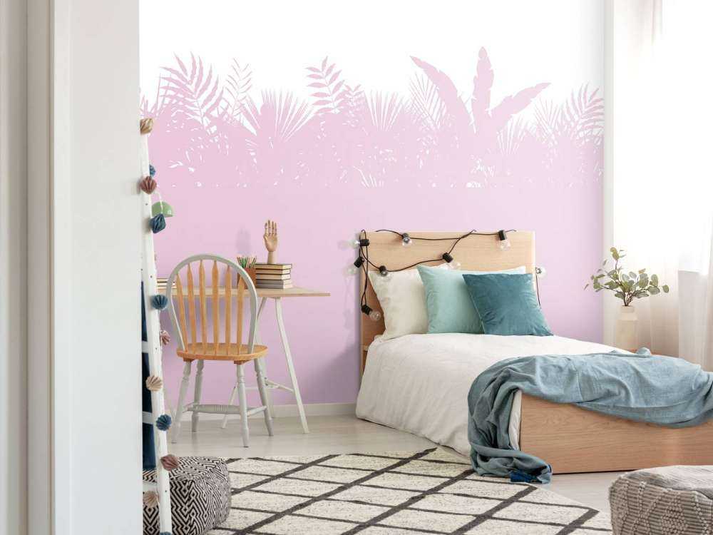 Sagome di foglie di palma, rosa