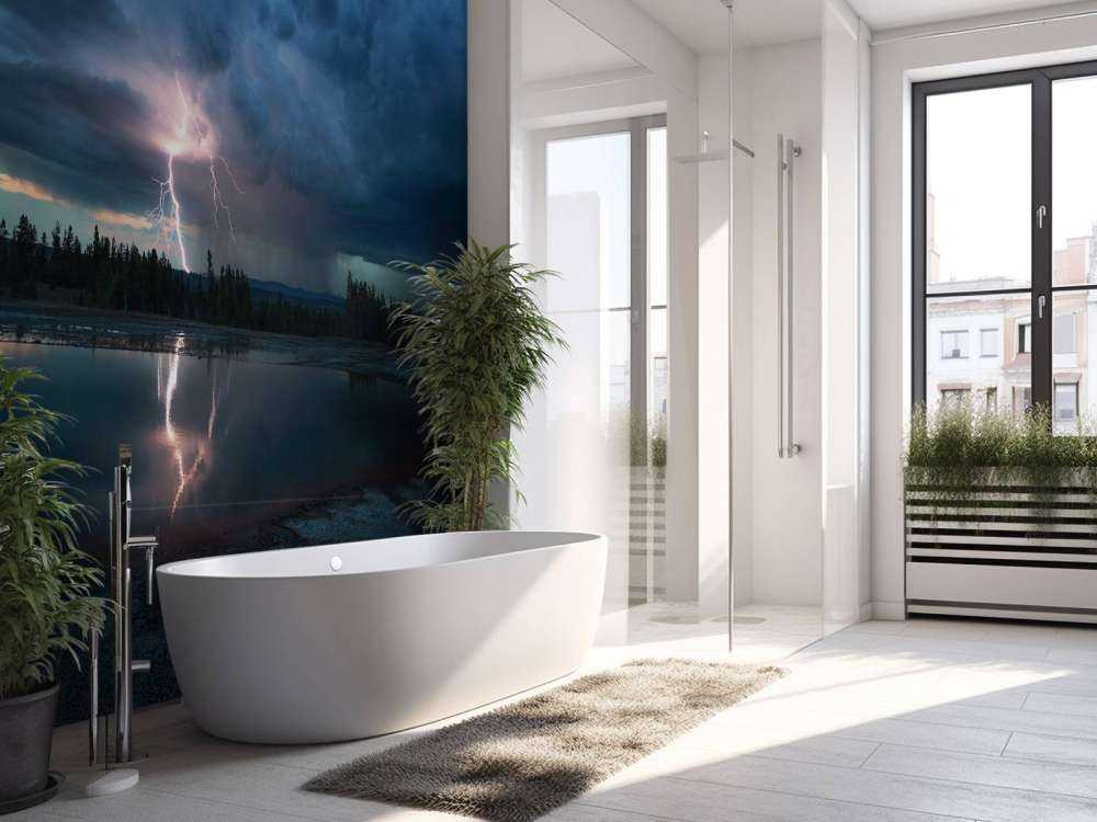 Lightning Above Turquoise Pool