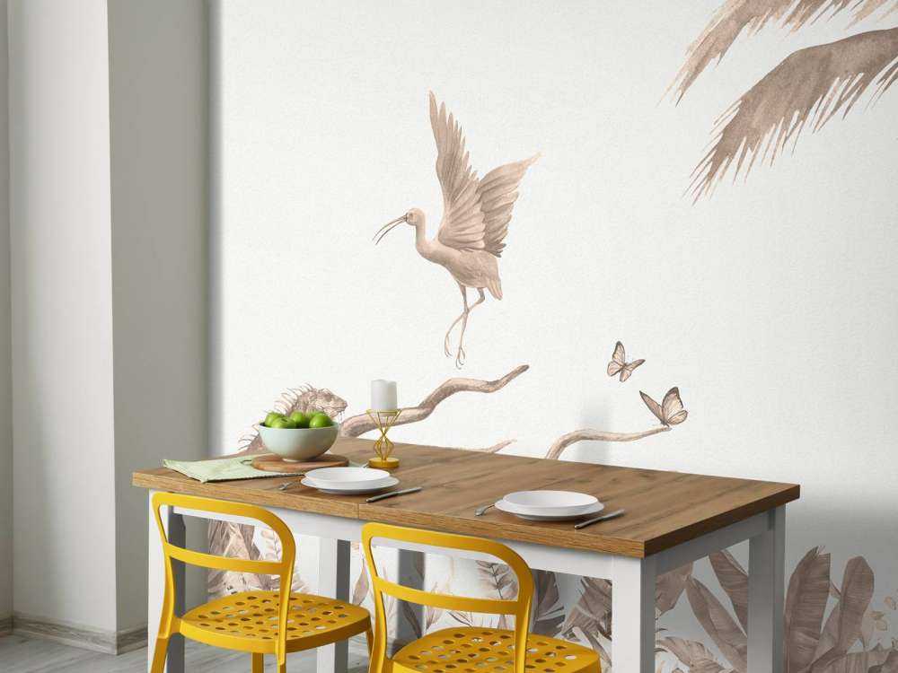 Ramo con animali della giungla in taupe