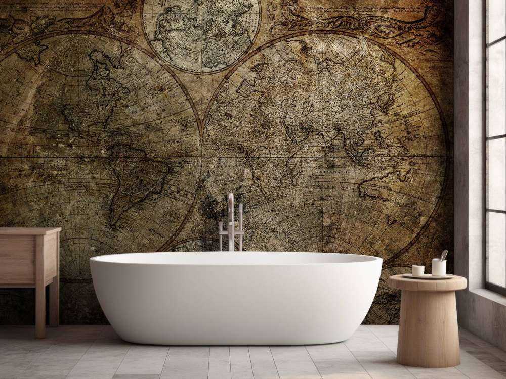 Vecchia mappa del mondo bruciata