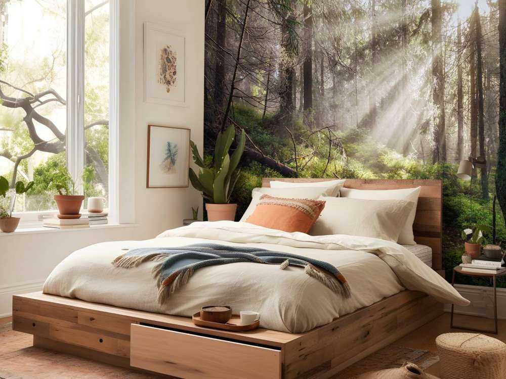 Foresta autunnale con sole