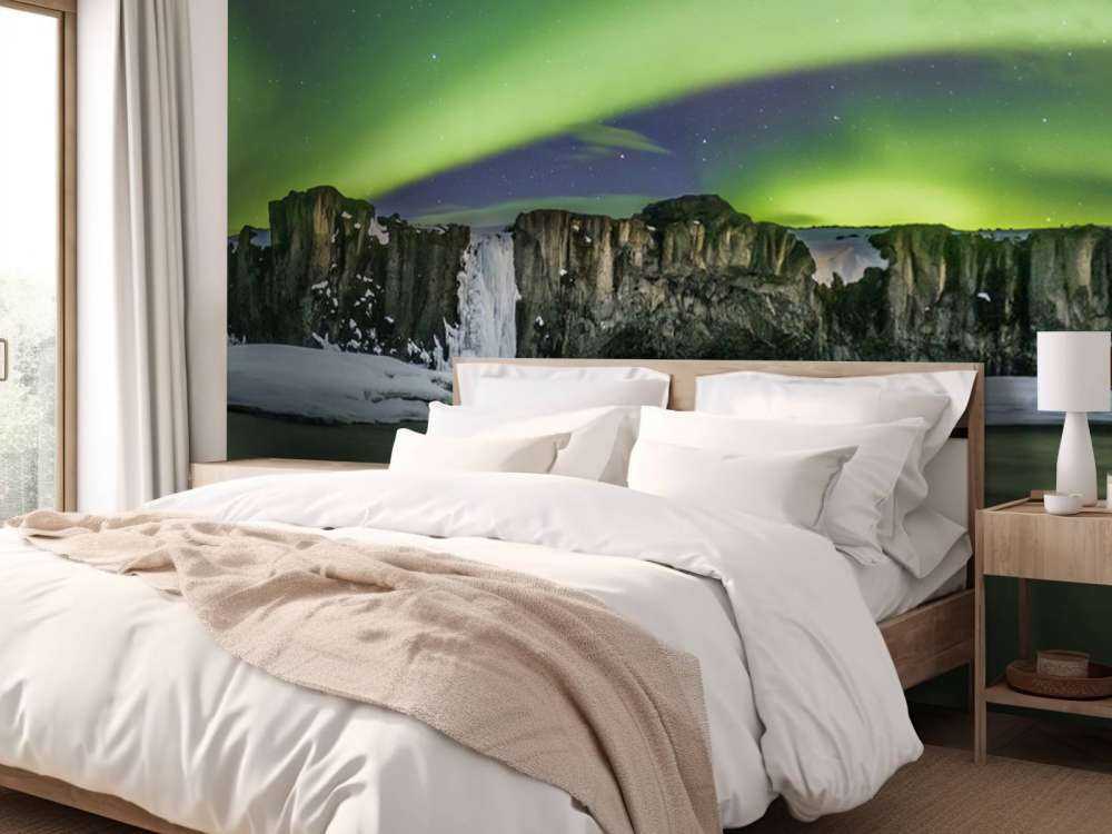 Foto panoramica dell'aurora boreale